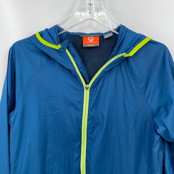 Merrell Windbreaker Jacket Womens Size S Teal Blue SelectDry Hooded Lightweight - Picture 3 of 14